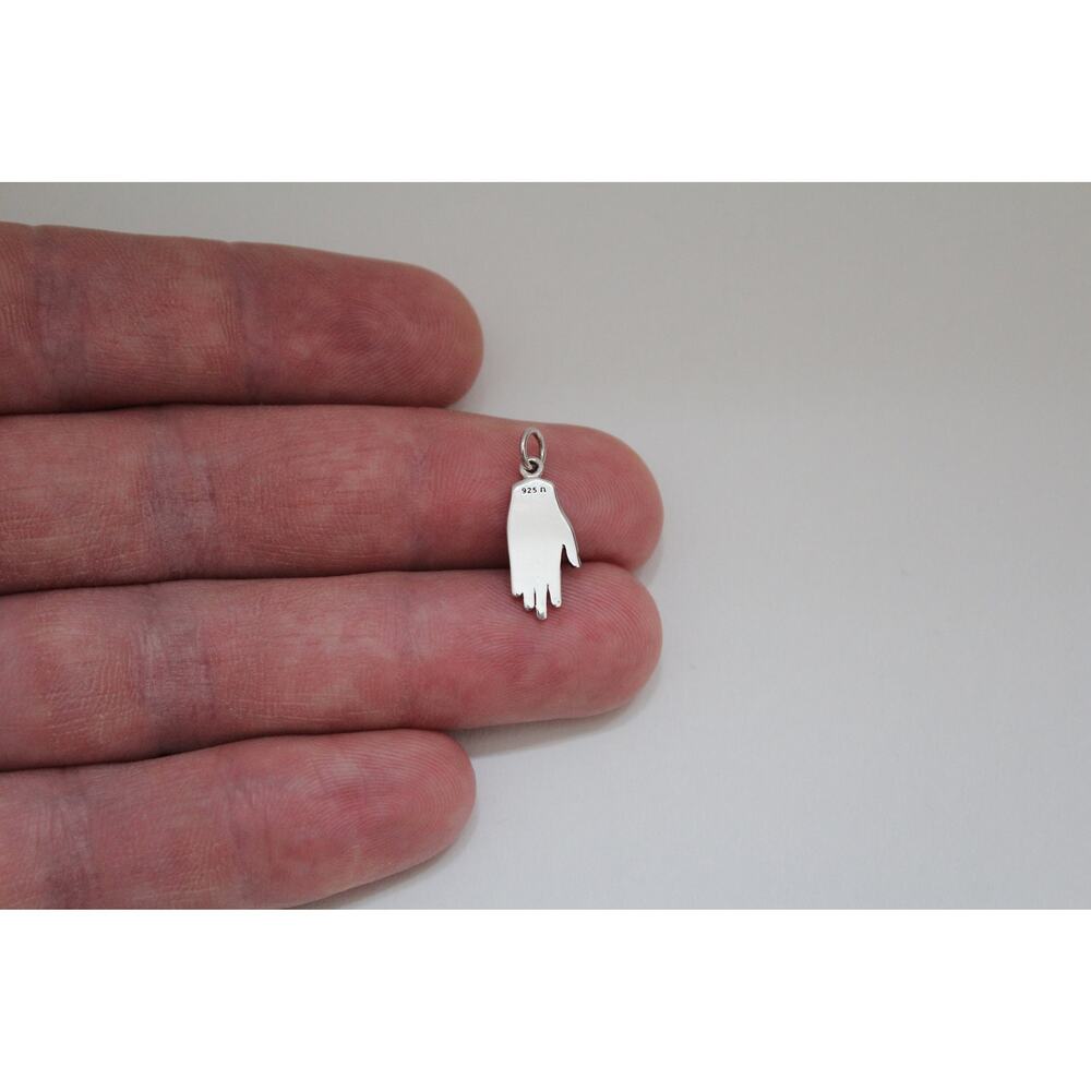 Sterling Silver Hand Charm, Silver Open Hand Necklace View 2